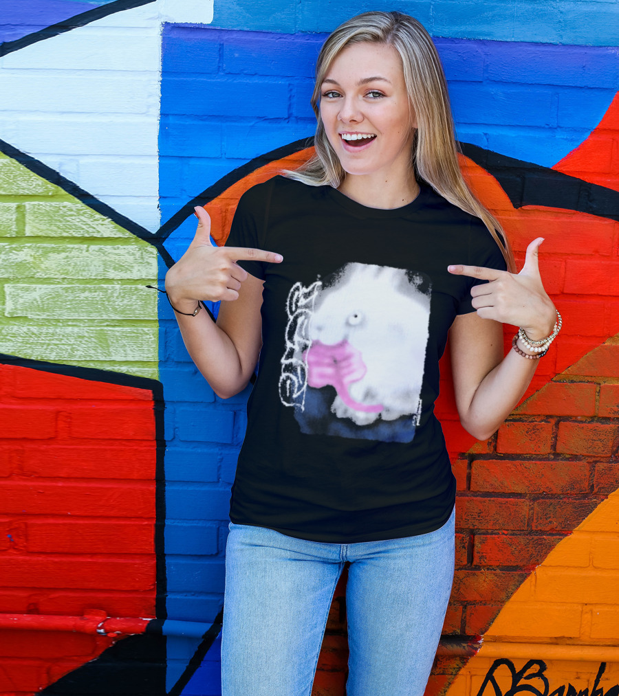 Flatspot Polar Rabbit With Pink Ribbon T-Shirt