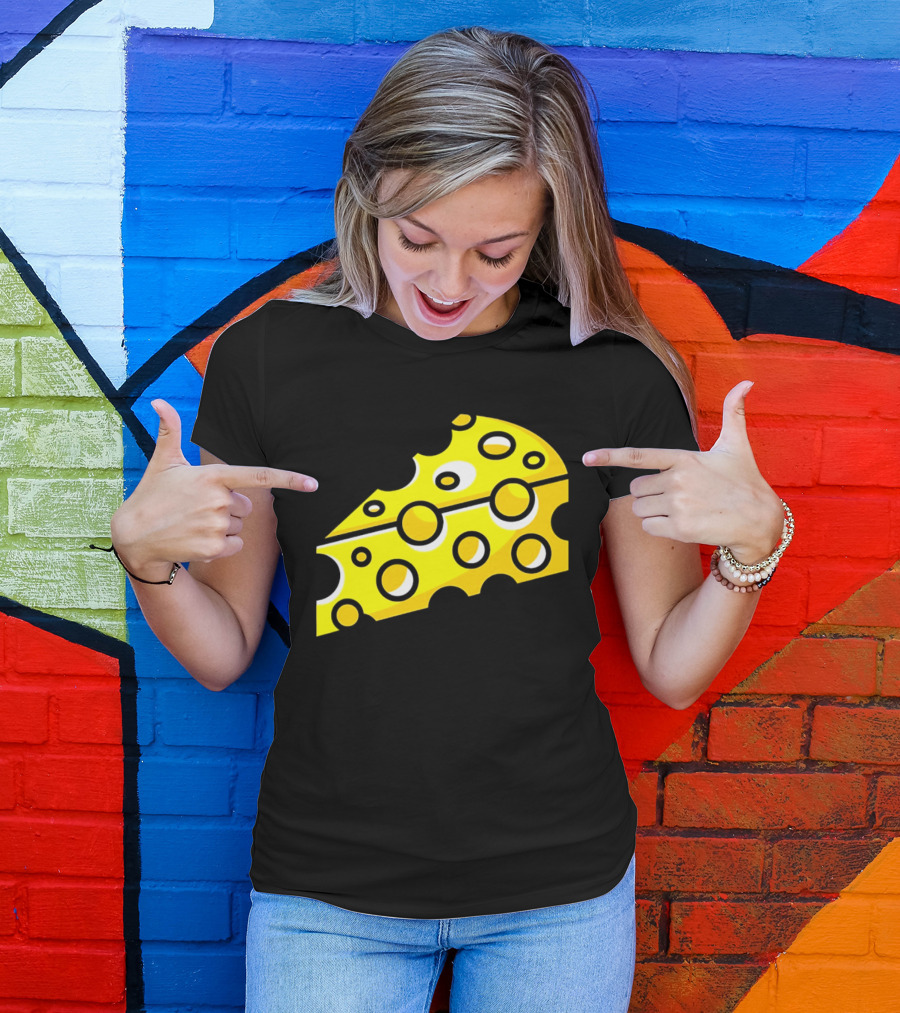 Swiss Cheese Hole Yellow Food Slice Dairy Snack Culinary T-Shirt