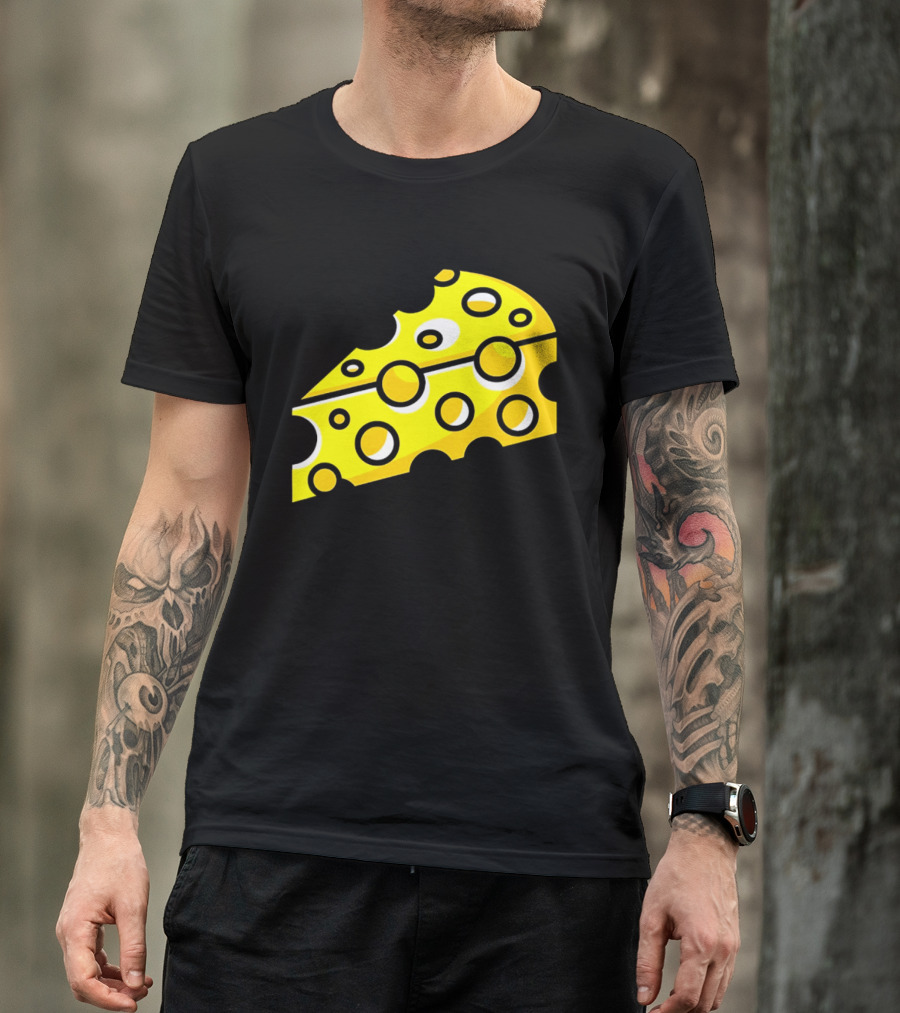 Swiss Cheese Hole Yellow Food Slice Dairy Snack Culinary T-Shirt