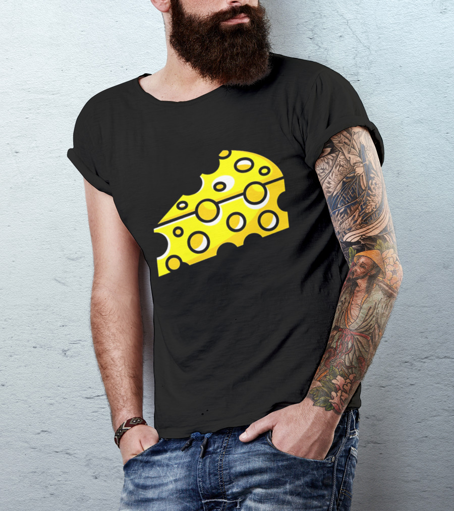 Swiss Cheese Hole Yellow Food Slice Dairy Snack Culinary T-Shirt
