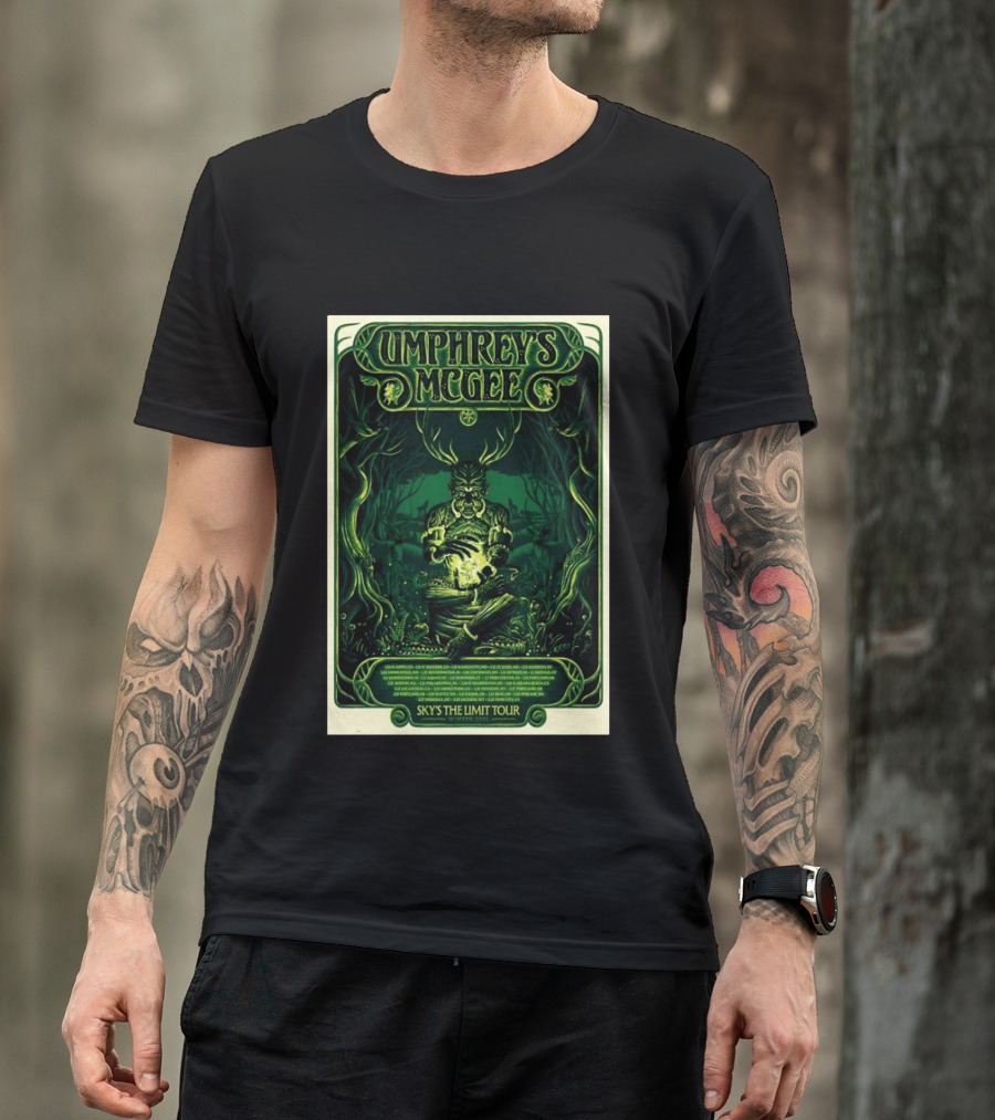 Umphrey's McGee Sky's The Limit Winter Tour 2026 Forest Creature Green T-Shirt