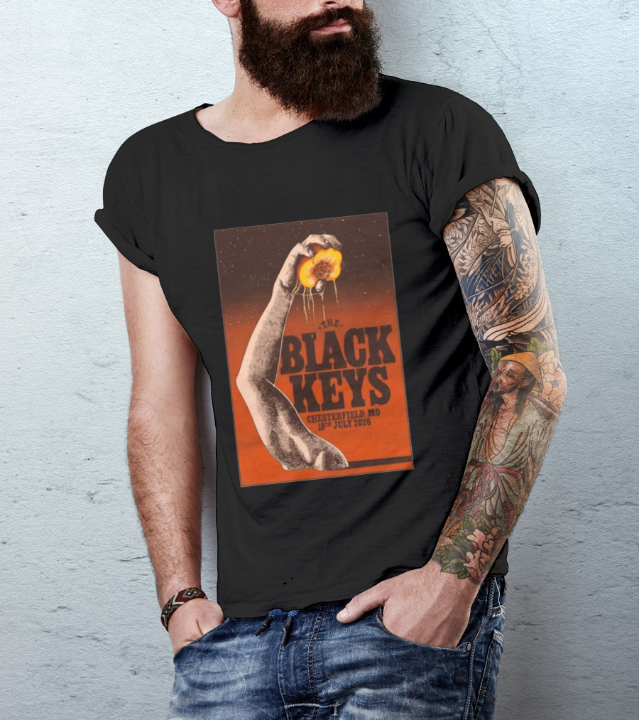 The Black Keys Chesterfield MO 19th July 2026 Hand Peach T-Shirt