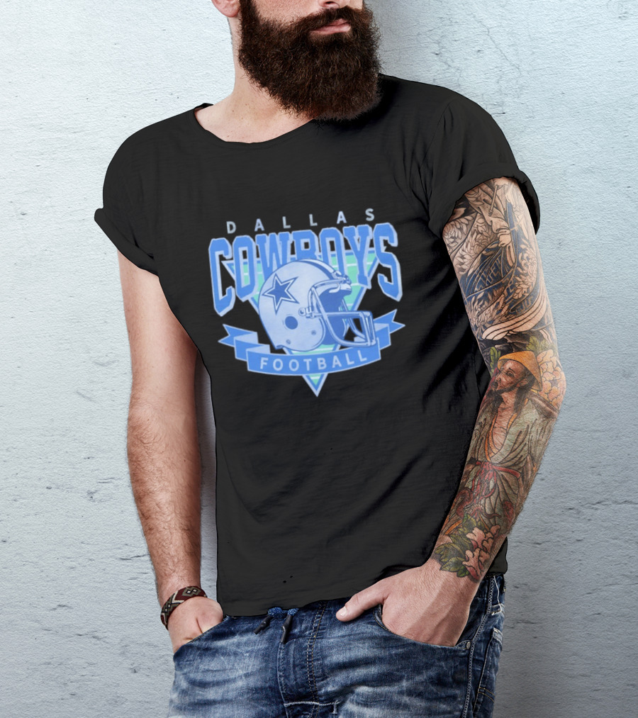 Dallas Cowboys Helmet Football Team Sports Apparel Blue Fan Gear T-Shirt