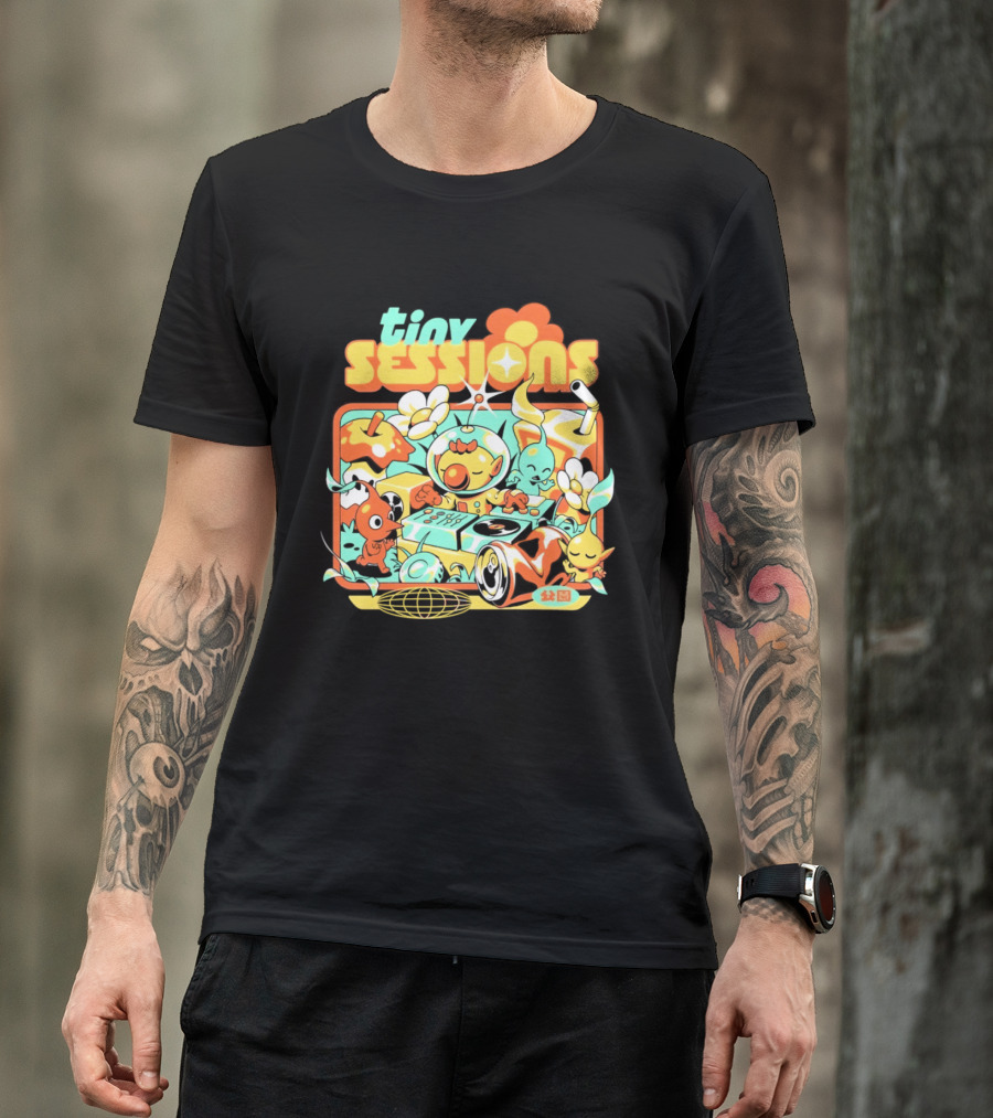 Tiny Sessions Robot DJ And Dancing Creatures T-Shirt