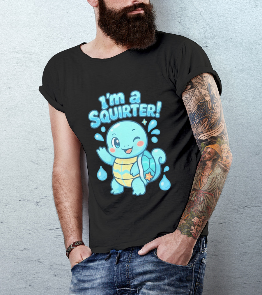 I'm A Squirter Squirtle Pokémon Winking Cute Water Droplets T-Shirt