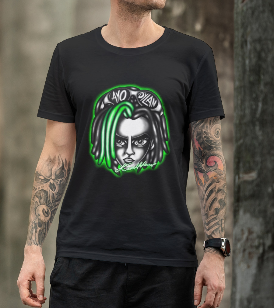 Ayo Dylan Head Ayodylan Knottyhead Green Glow T-Shirt
