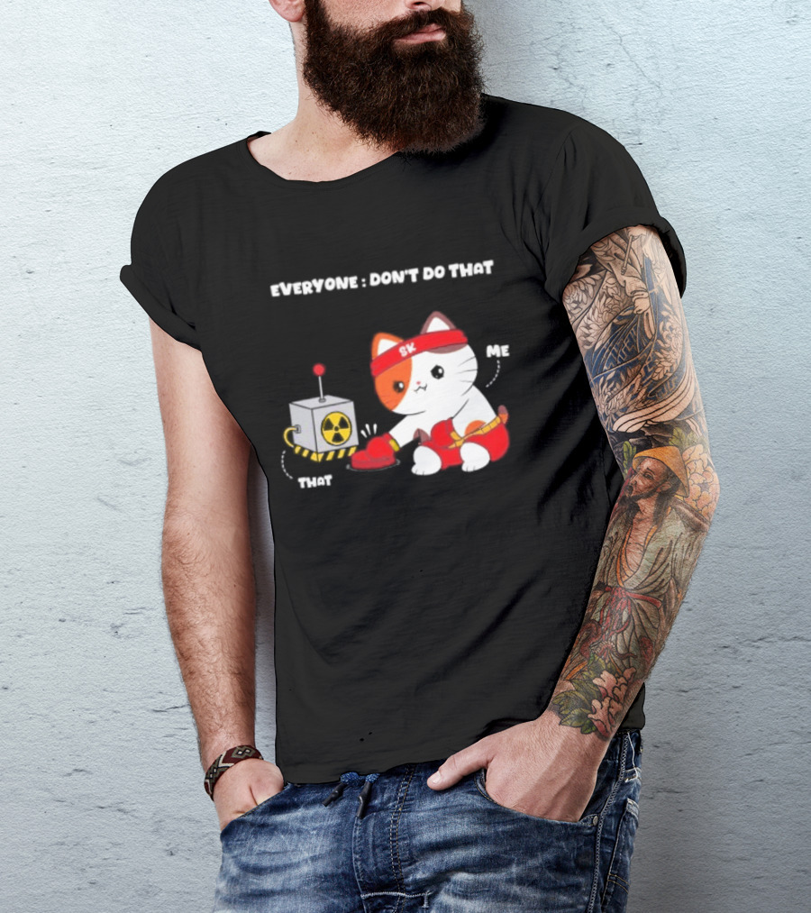 Cute Cat SK Headband Boxing Gloves Pressing Nuclear Button Don't Do That T-Shirt