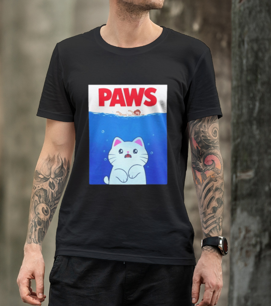 Paws Cat Parody Movie Jaws T-Shirt