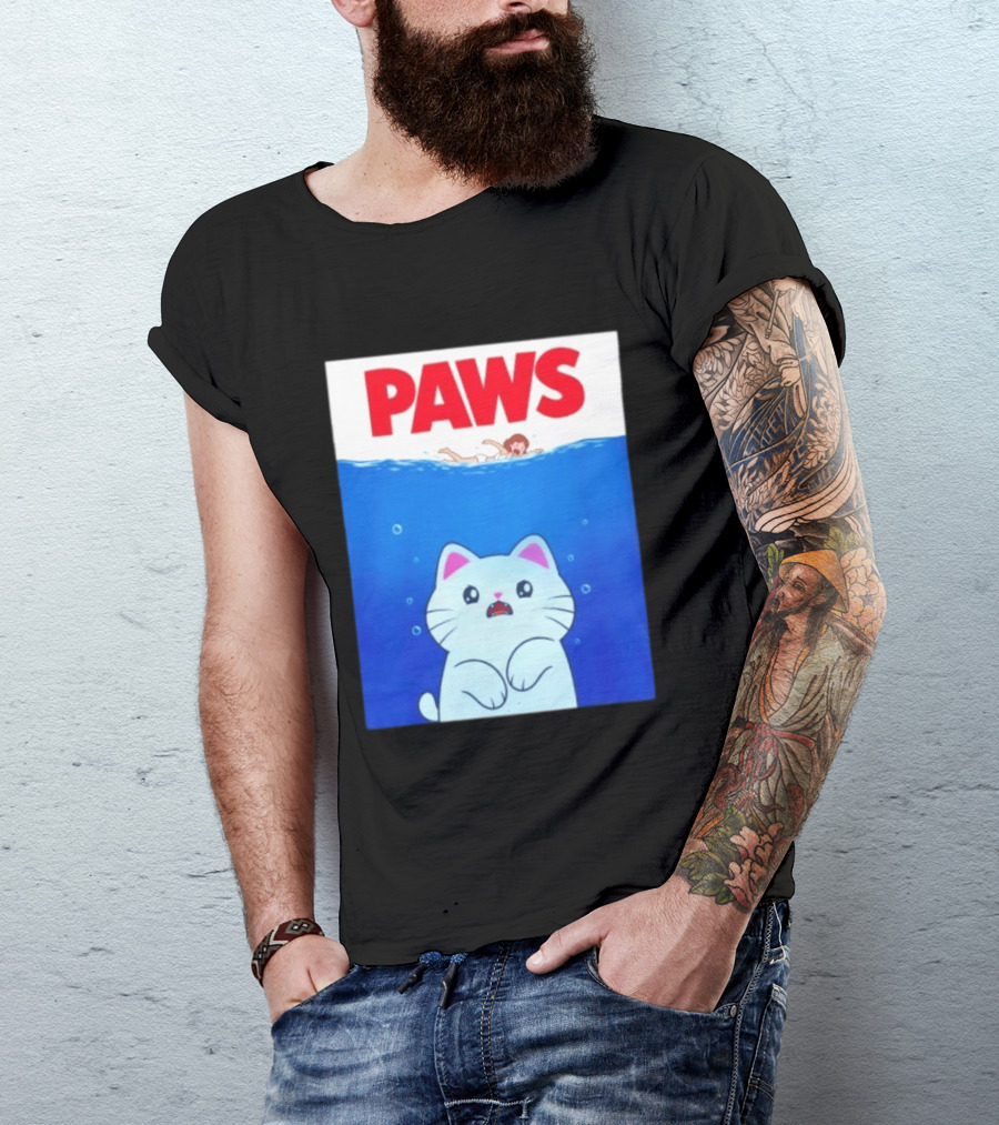 Paws Cat Parody Movie Jaws T-Shirt