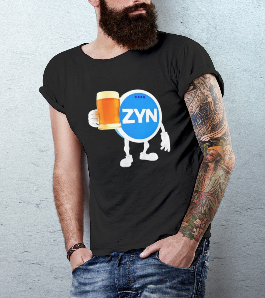 ZYN Snus Beer Character Holding T-Shirt