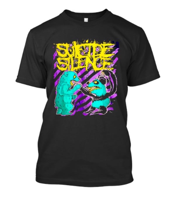 Suicide Silence Bears And Pandas Face Off In Striped Painting T-Shirt