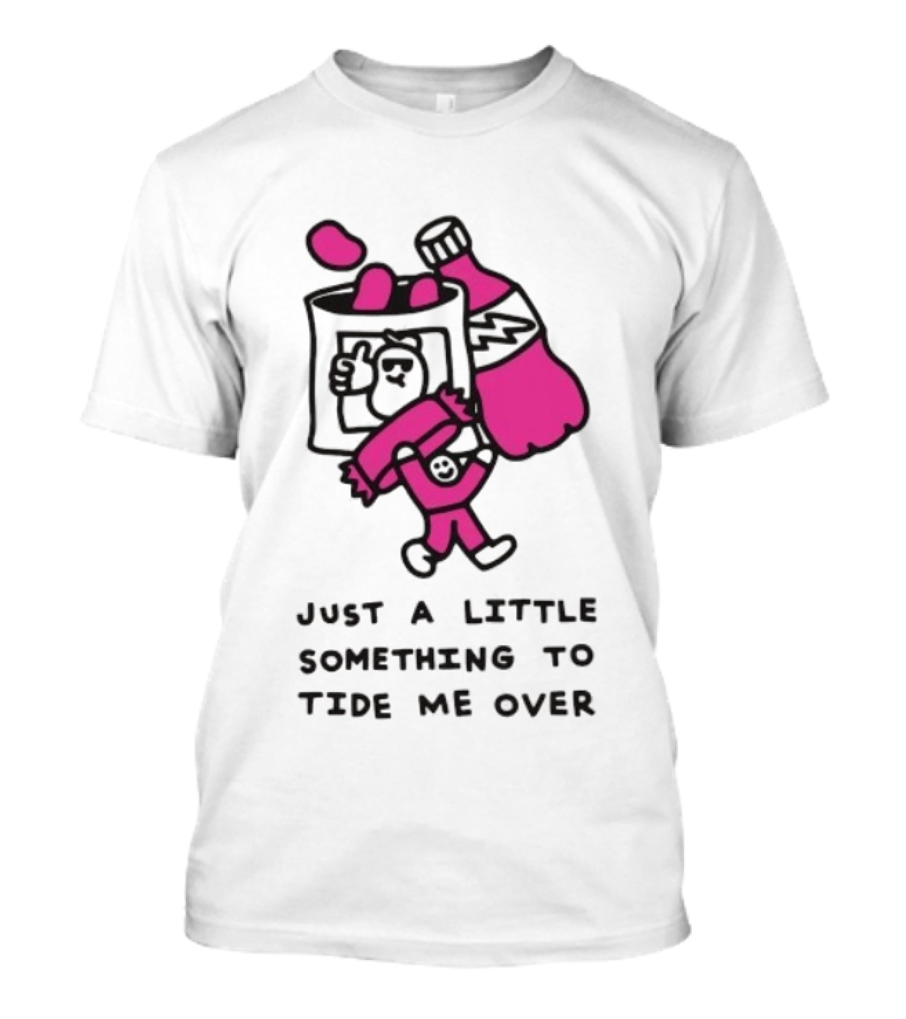 Just A Little Something To Tide Me Over Snack Pink Character Carrying Beer T-Shirt