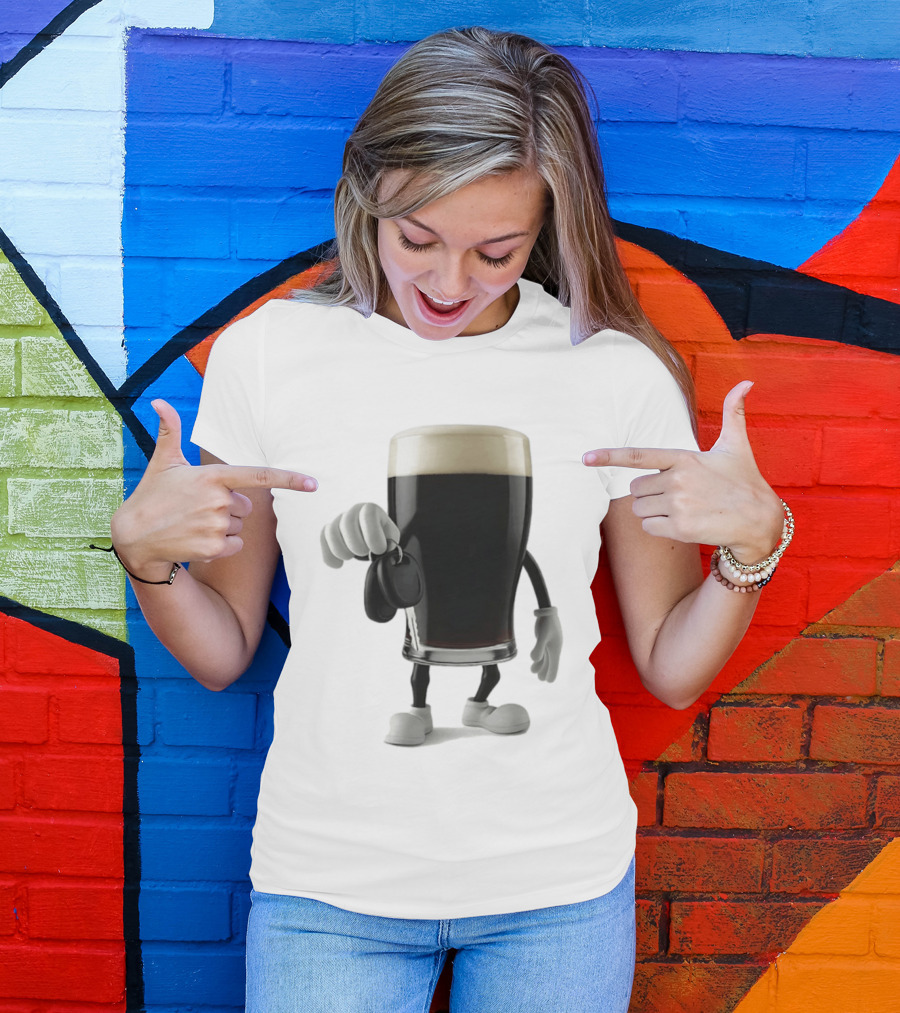 Guinness Beer Pint Holding Car Keys T-Shirt