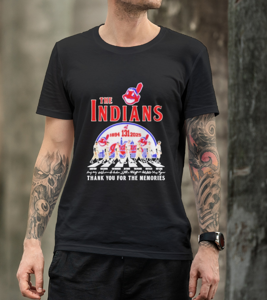 The Cleveland Indians 131st Anniversary 1894 2025 Thank You For The Memories Abbey Road Signatures T-Shirt