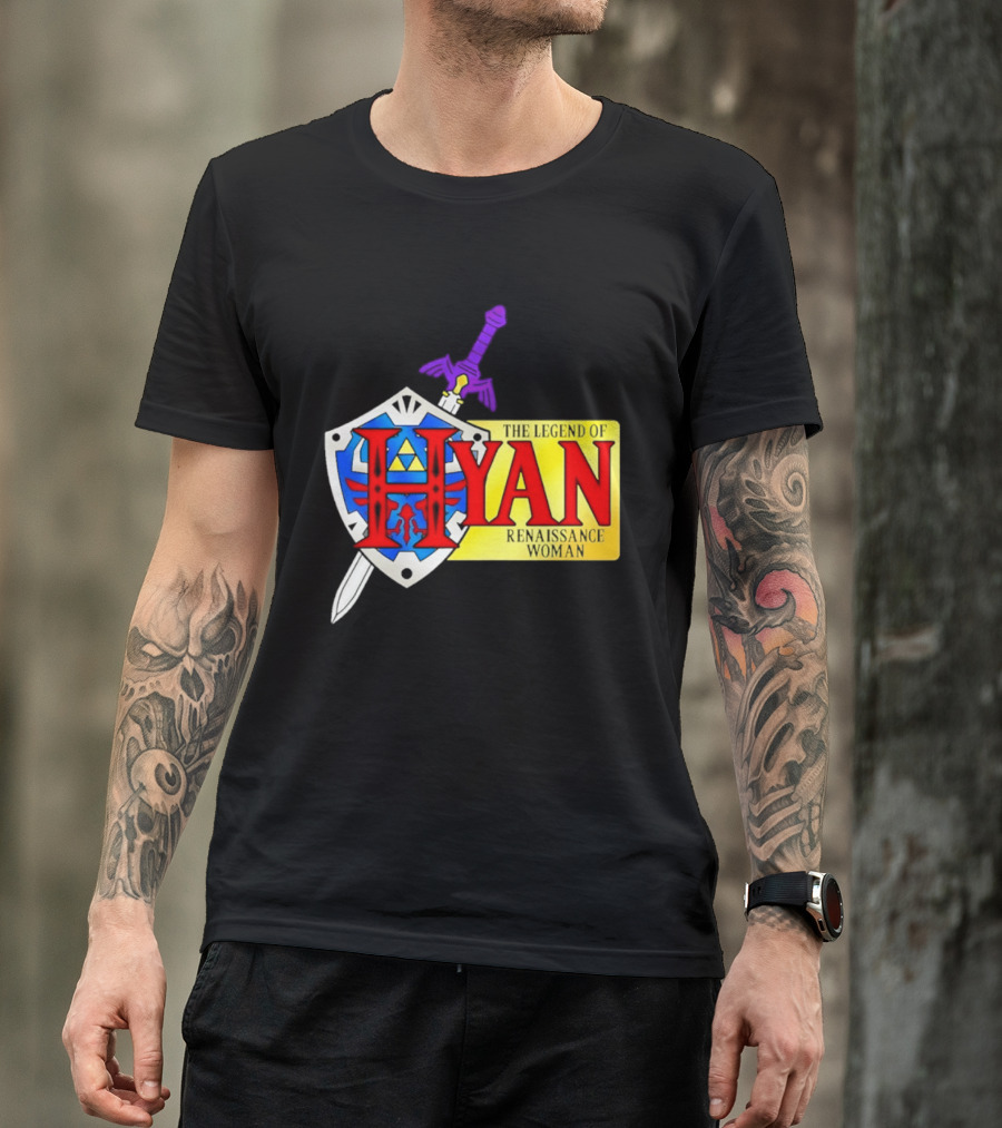 Hyan Renaissance Woman Legend Triforce Shield Sword T-Shirt