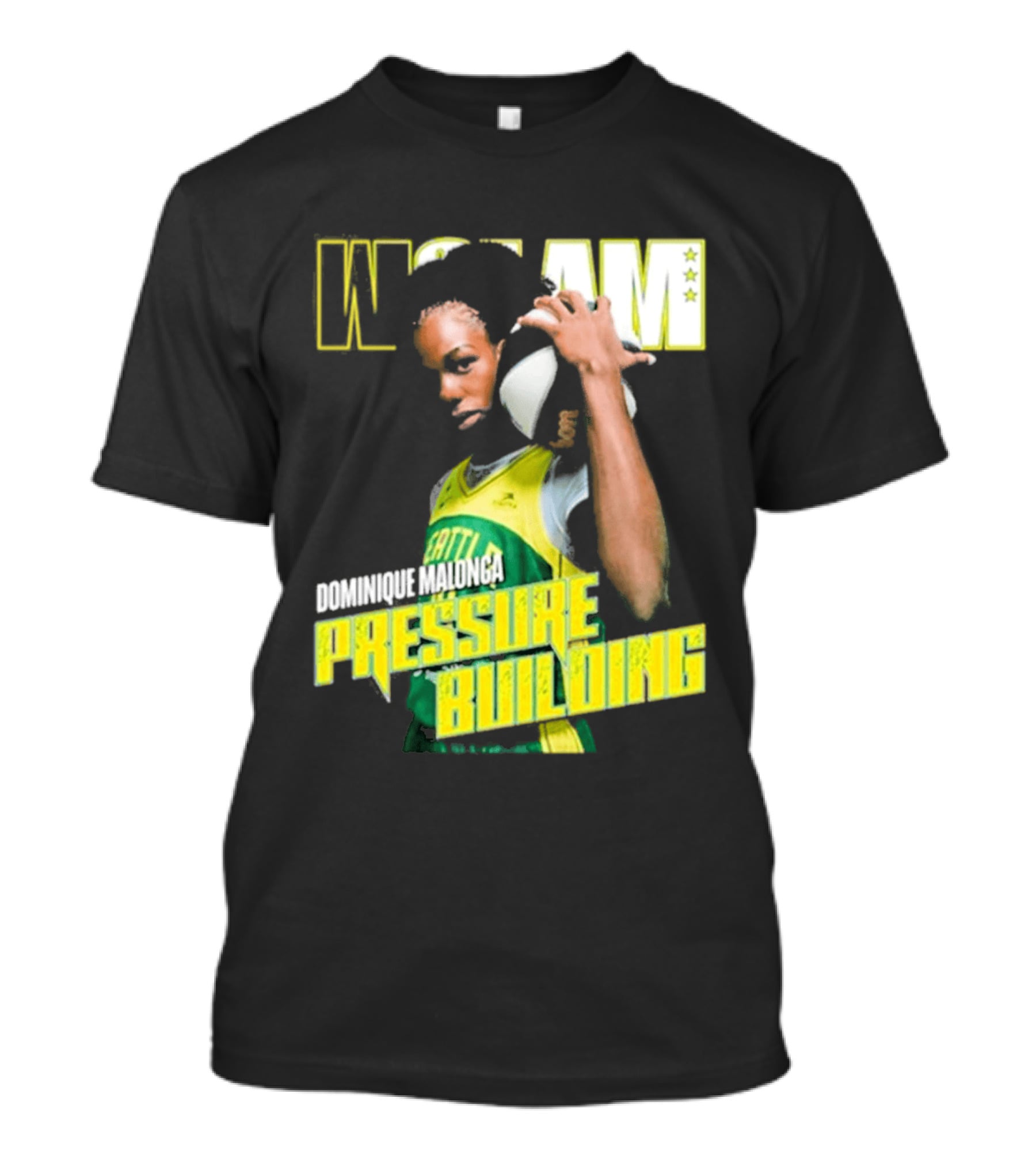 WSLAM Dominique Malonga Pressure Building Seattle Storm T-Shirt