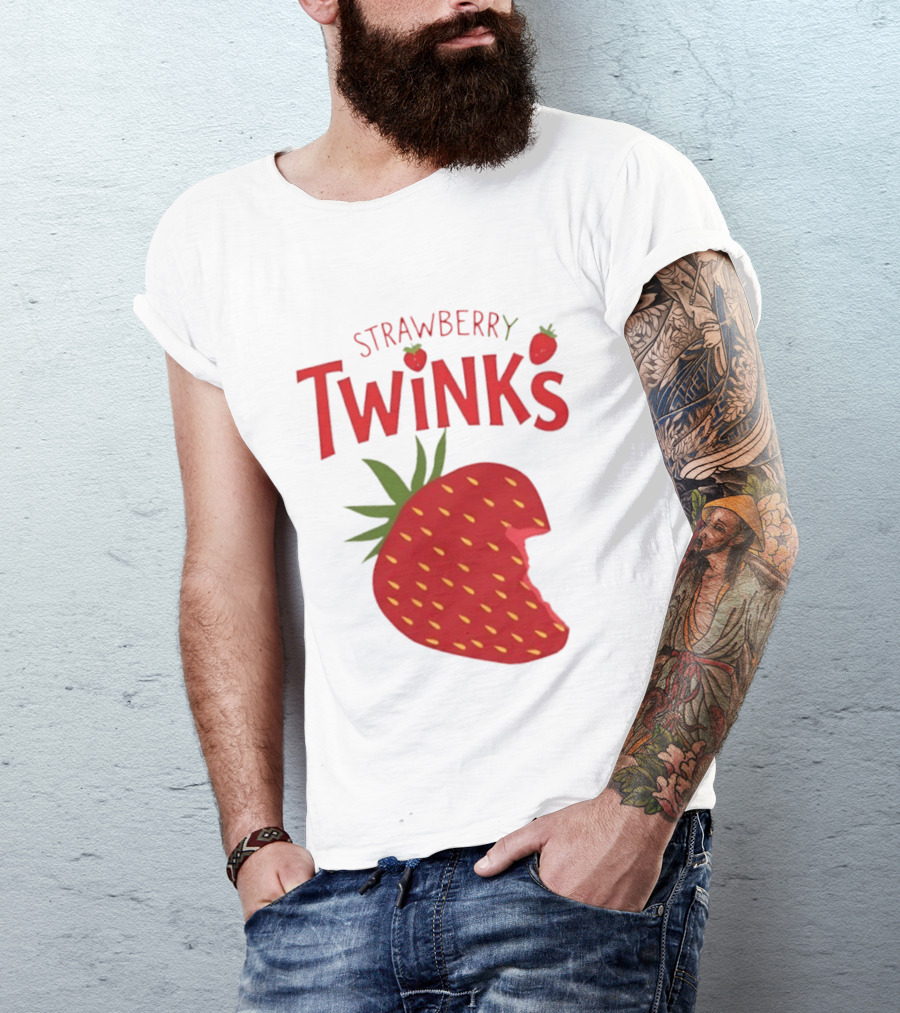 Strawberry Twinks With Bitten Strawberry Motif T-Shirt