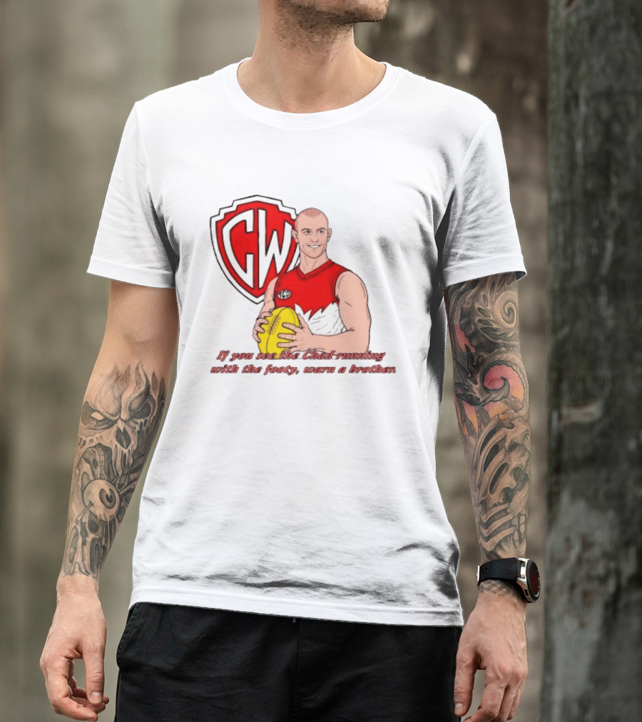 The Chad Running Footy Warn A Brother CW AFL T-Shirt