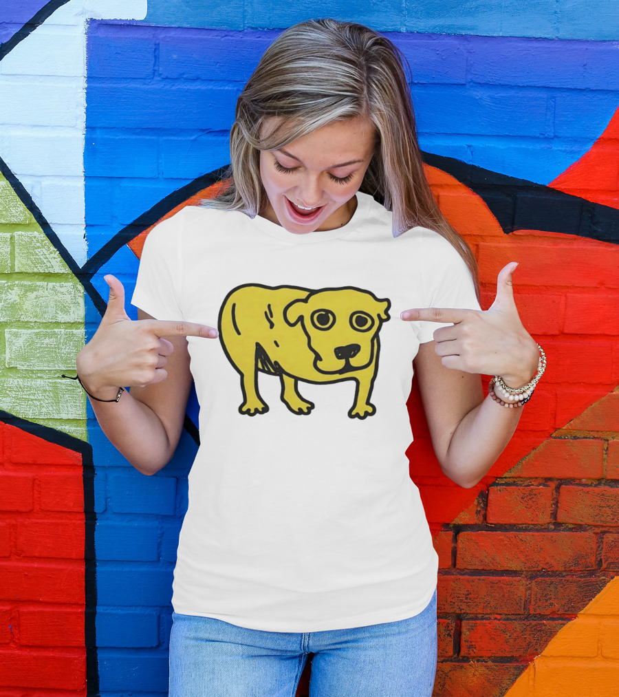 Tripod Aic Dog Drawing Yellow T-Shirt