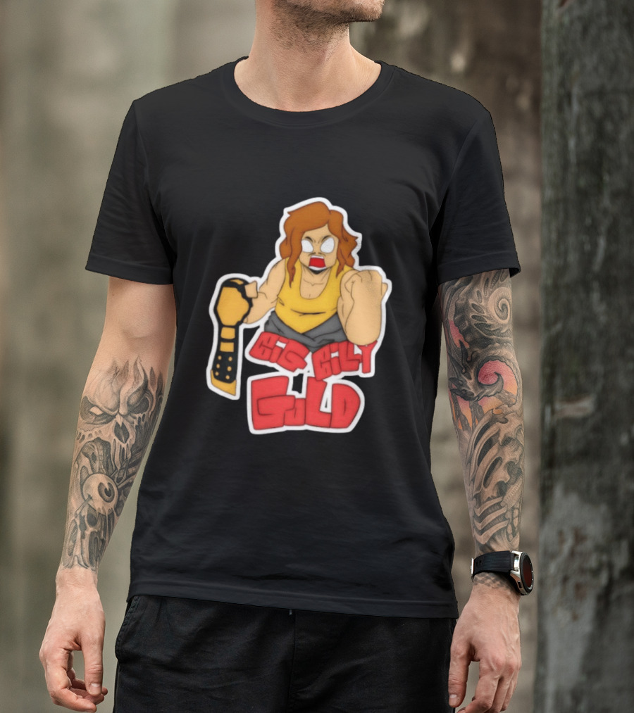 Big Billy Gold Wrestling Champion Belt Bold Cartoon T-Shirt