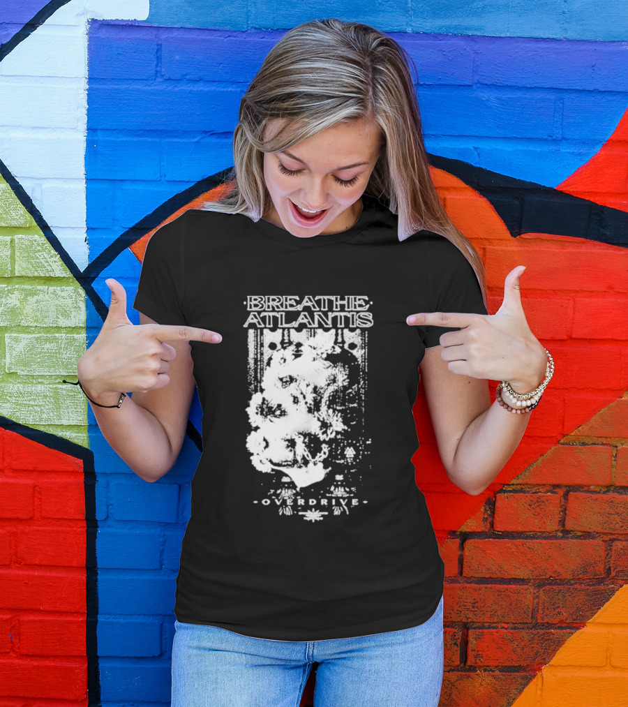 Breathe Atlantis Overdrive White Text And Skull T-Shirt