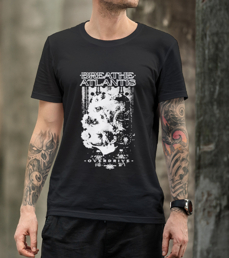 Breathe Atlantis Overdrive White Text And Skull T-Shirt