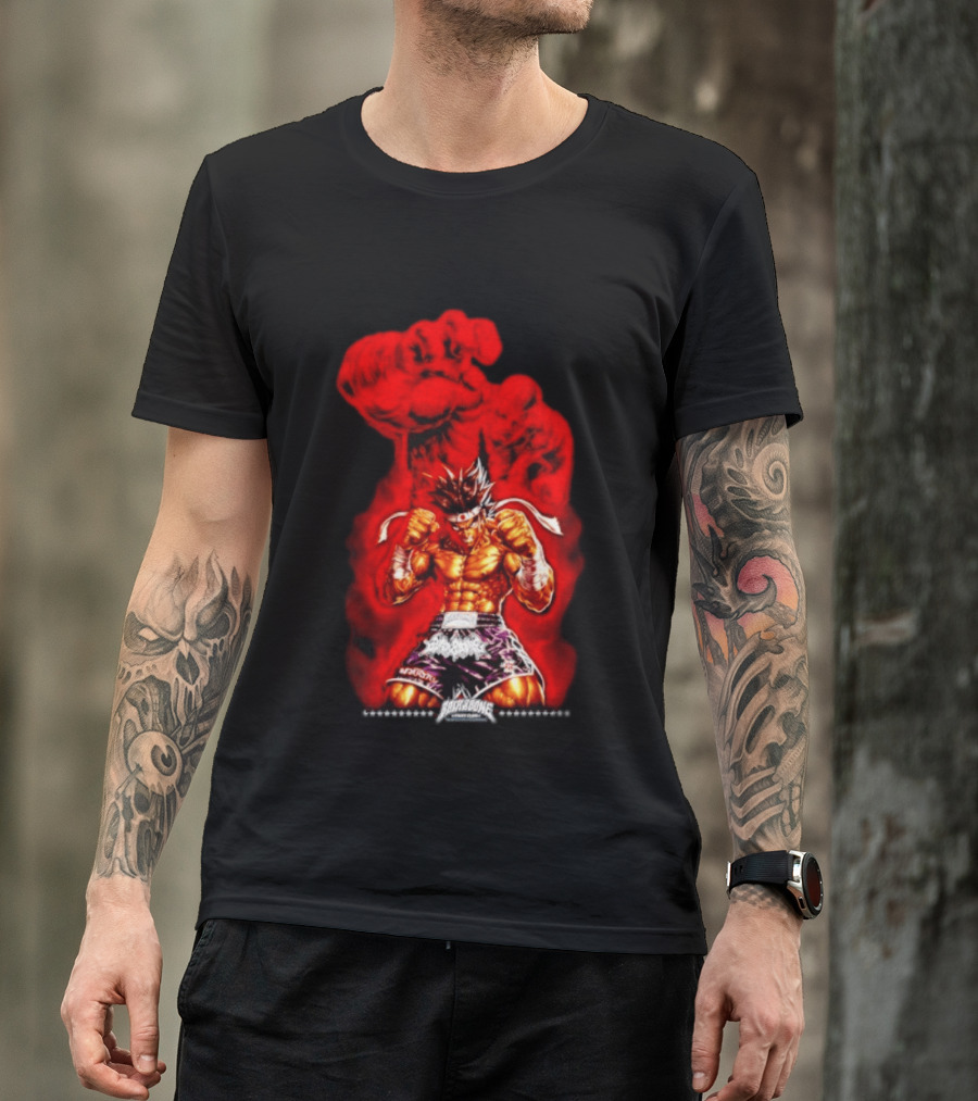Brick And Bone Fight Club Thai Boxing Warrior With Fiery Fist T-Shirt