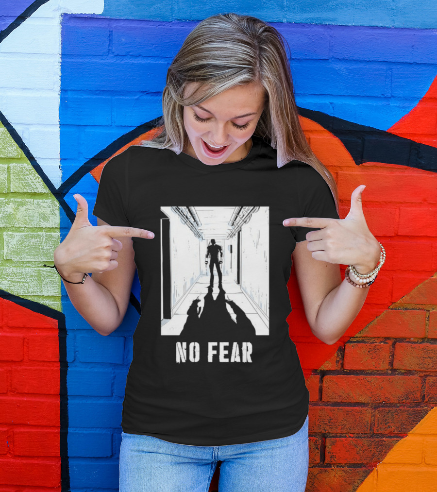 No Fear Courage Motivation Silhouette In Corridor T-Shirt