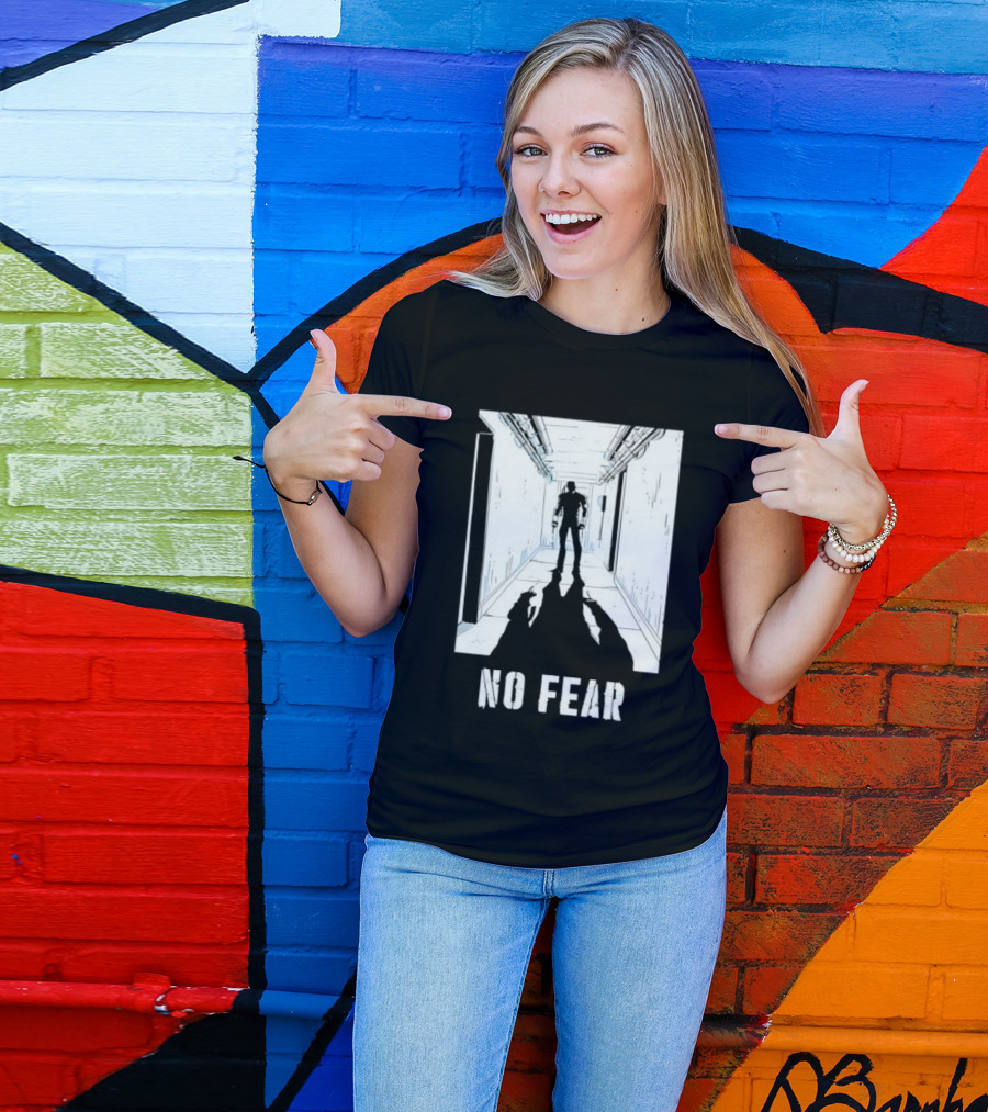 No Fear Courage Motivation Silhouette In Corridor T-Shirt