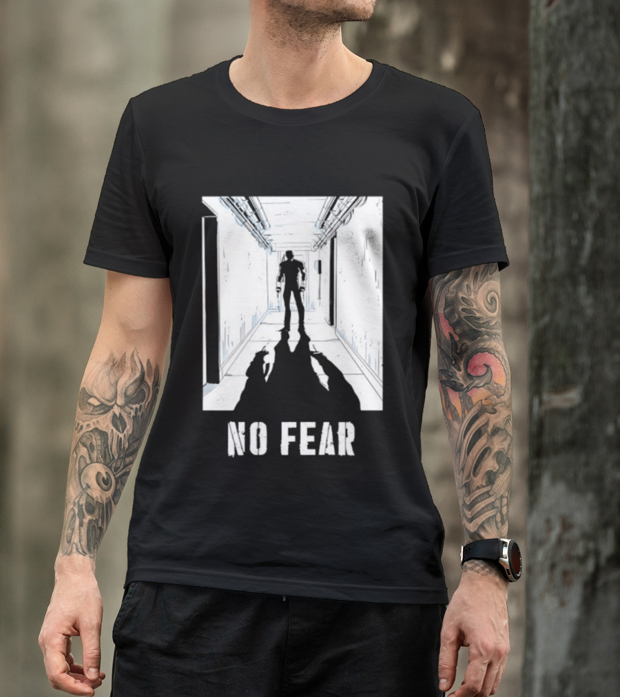 No Fear Courage Motivation Silhouette In Corridor T-Shirt