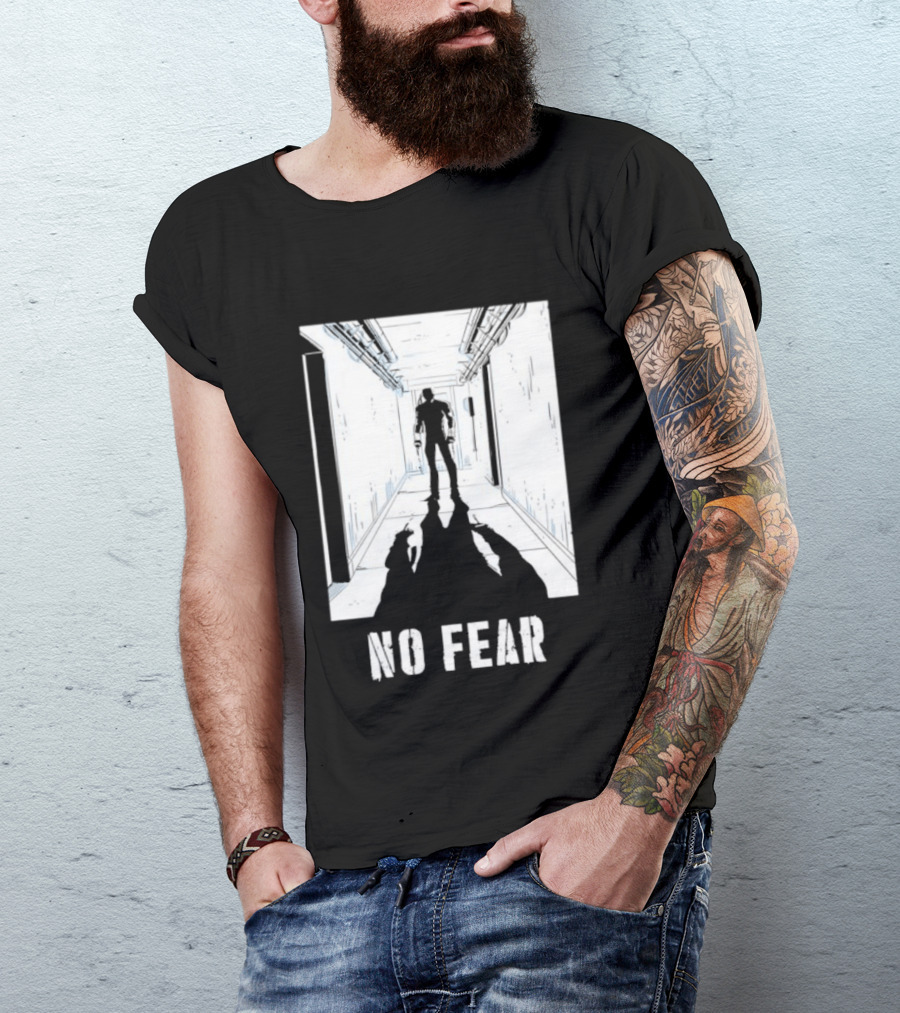 No Fear Courage Motivation Silhouette In Corridor T-Shirt