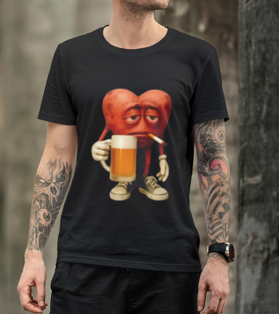 Your Heart Smoking Cigarette And Holding Beer In Sneakers T-Shirt