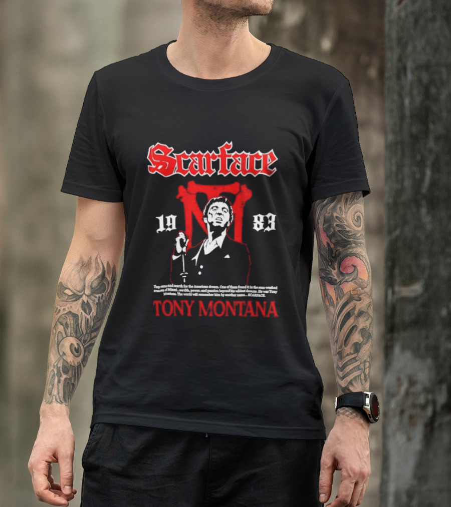 Scarface 1983 Tony Montana American Dream Red White T-Shirt
