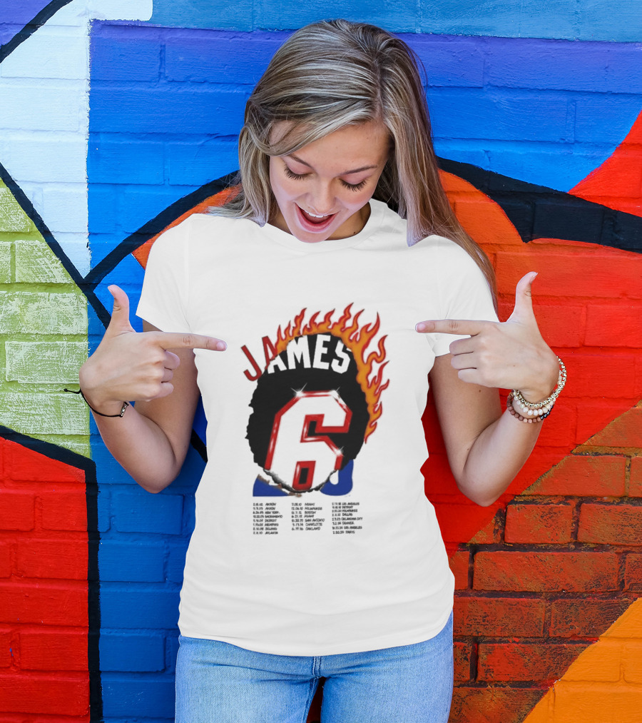 James 6 Flame Basketball Legend Bold Number Rugged T-Shirt