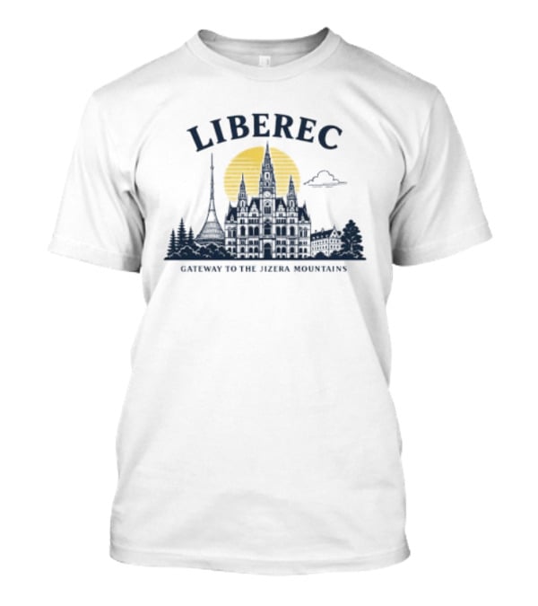 Liberec Gateway To The Jizera Mountains Skyline Silhouette With Tower And Cloud T-Shirt