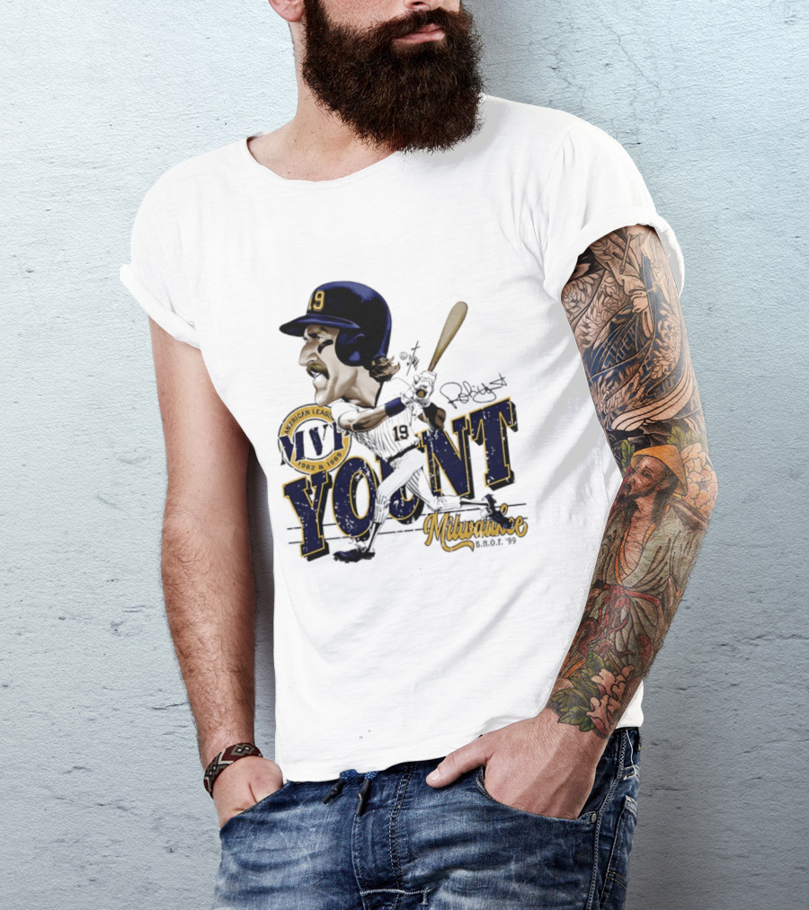 Robin Yount Milwaukee MVP American League 1982 1989 Milwaukee B.O.C. '90 T-Shirt