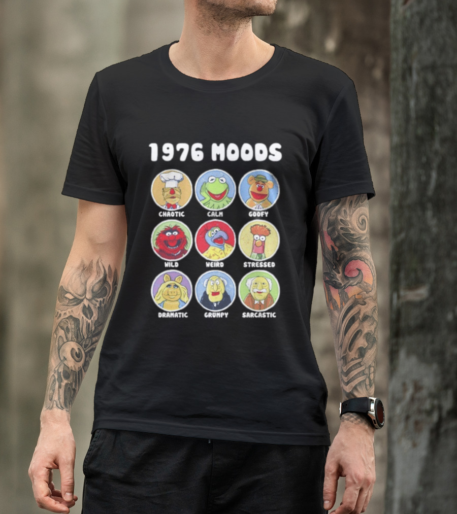 1976 Moods The Muppets Kermit Miss Piggy Animal Fozzie Beaker Swedish Chef Bunsen Honeydew Sam Eagle Statler Waldorf T-Shirt