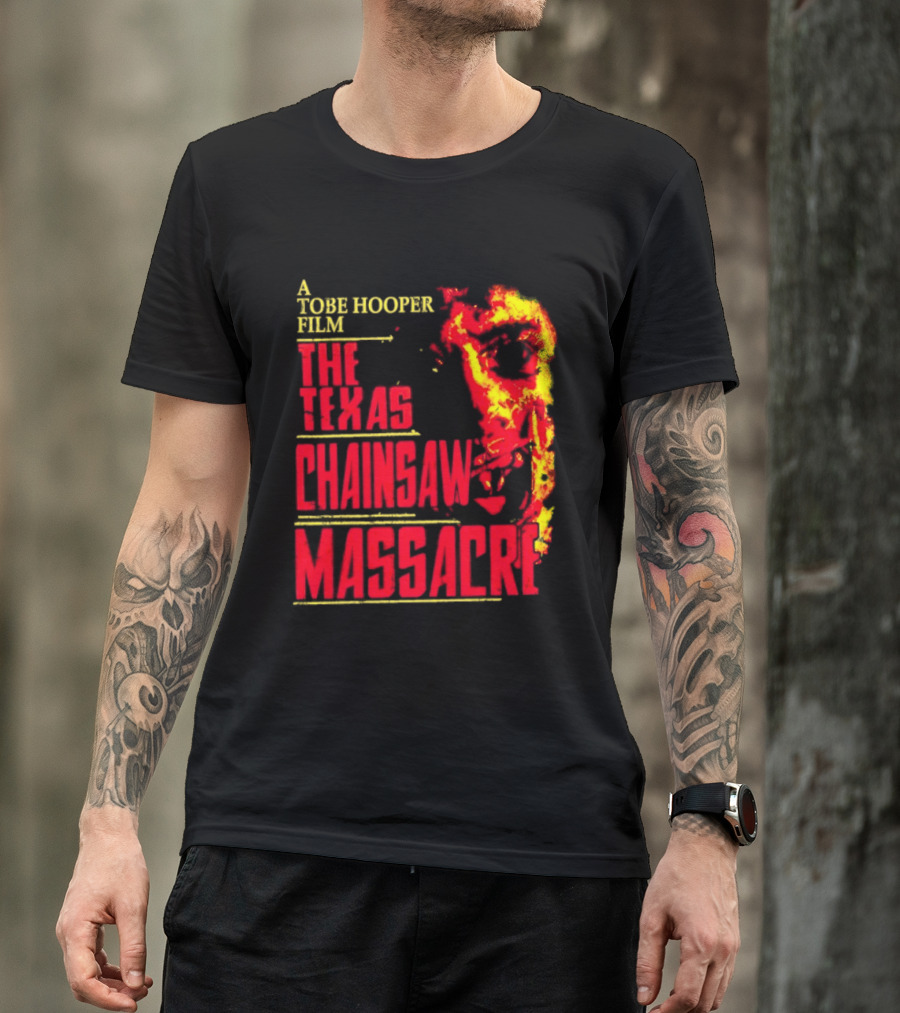 A Tobe Hooper Film The Texas Chainsaw Massacre Flame Chainsaw T-Shirt