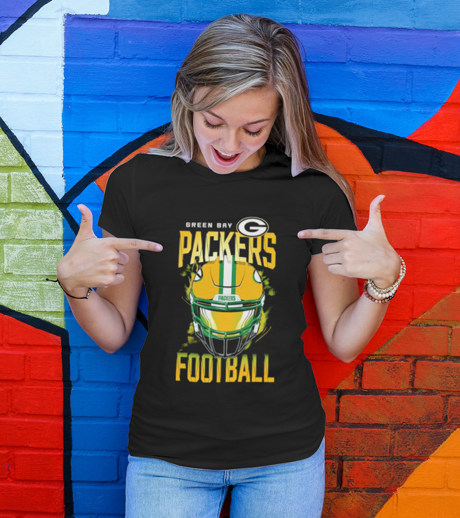 Green Bay Packers Football Helmet Packers Football T-Shirt