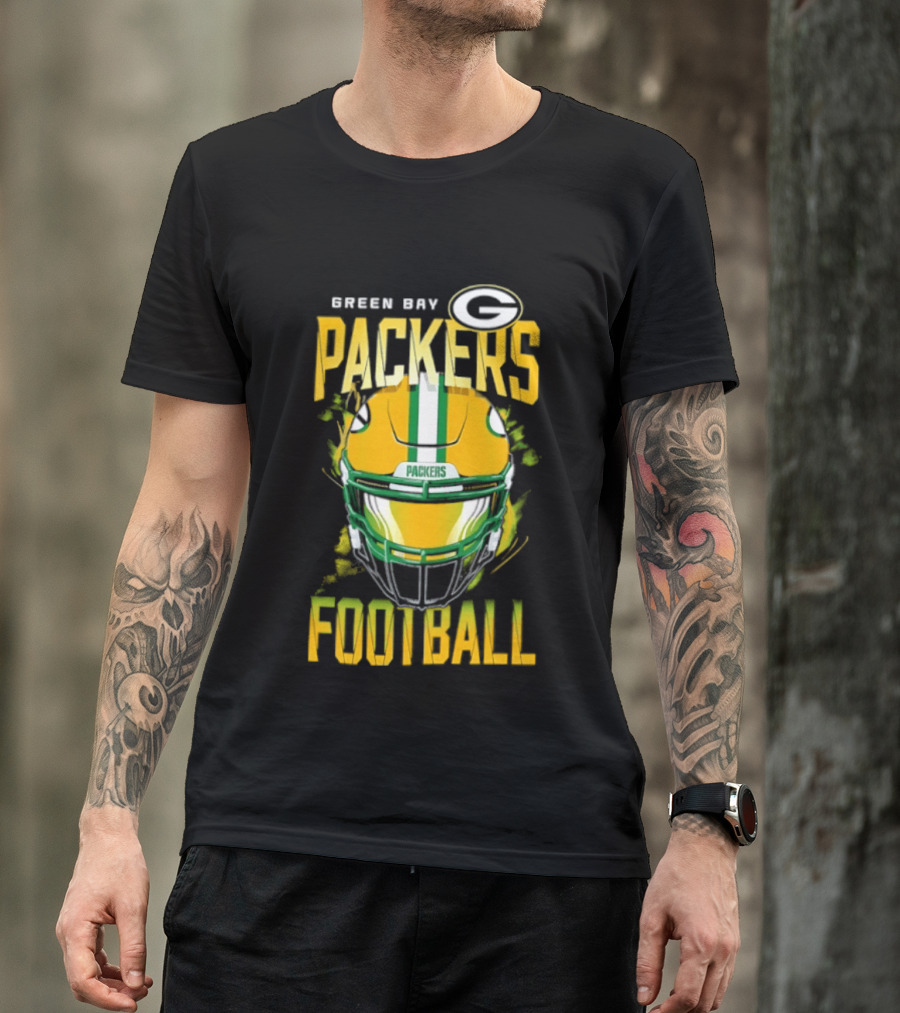 Green Bay Packers Football Helmet Packers Football T-Shirt