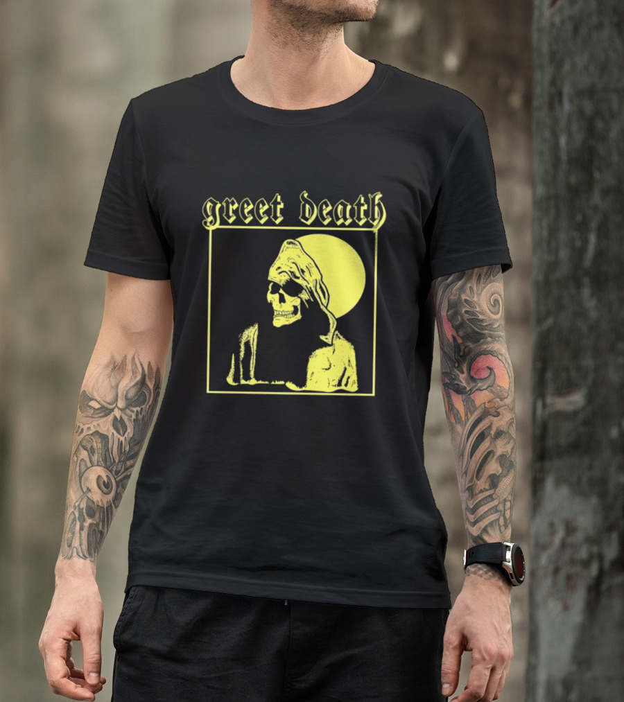Greet Death Grim Reaper Band Alternative Rock Skeleton Halo T-Shirt