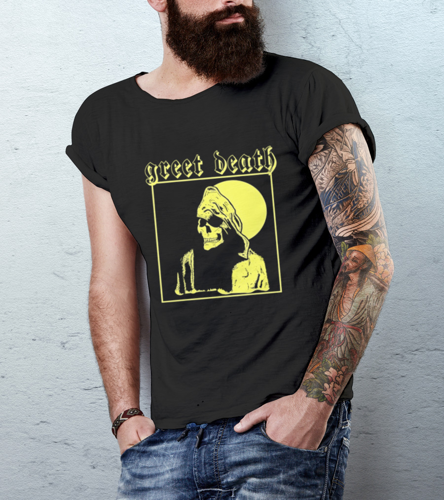 Greet Death Grim Reaper Band Alternative Rock Skeleton Halo T-Shirt