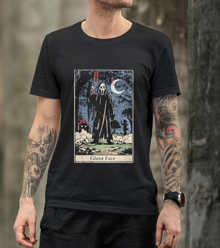Ghost Face Scream Changes Tarot Card Crossover Halloween Horror Villain T-Shirt