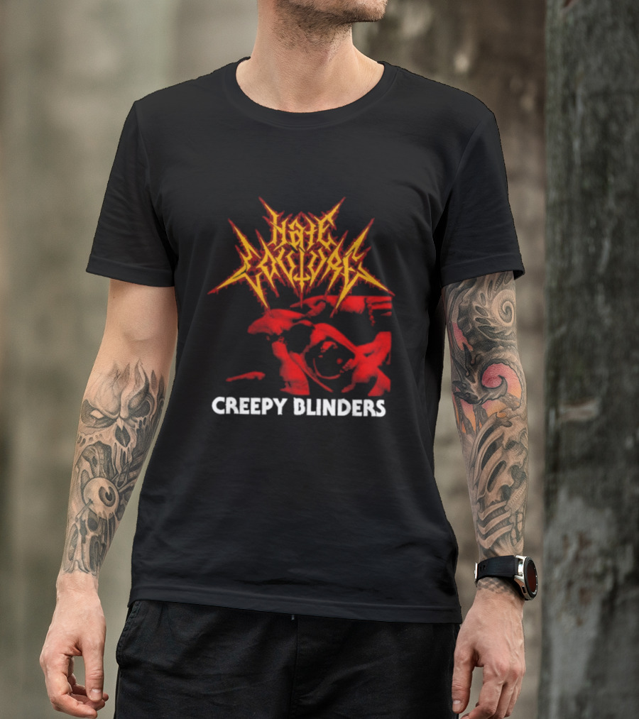 Hate Couture Creepy Blinders Blood Metal T-Shirt