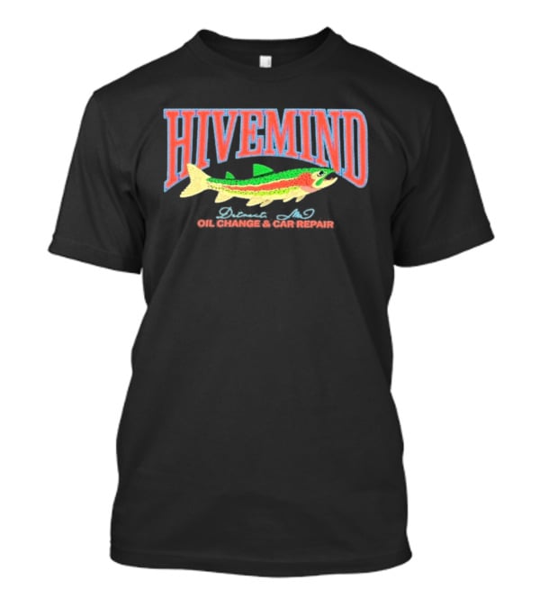 Hivemind Oil Change And Car Repair French Terry Stitched Fish T-Shirt