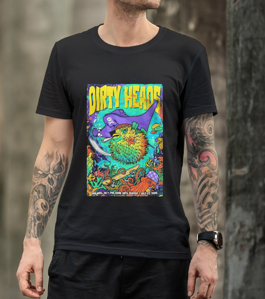 Dirty Heads Holmdel NJ July 23 2026 PNC Bank Arts Center Pirate Theme Ocean Creatures T-Shirt