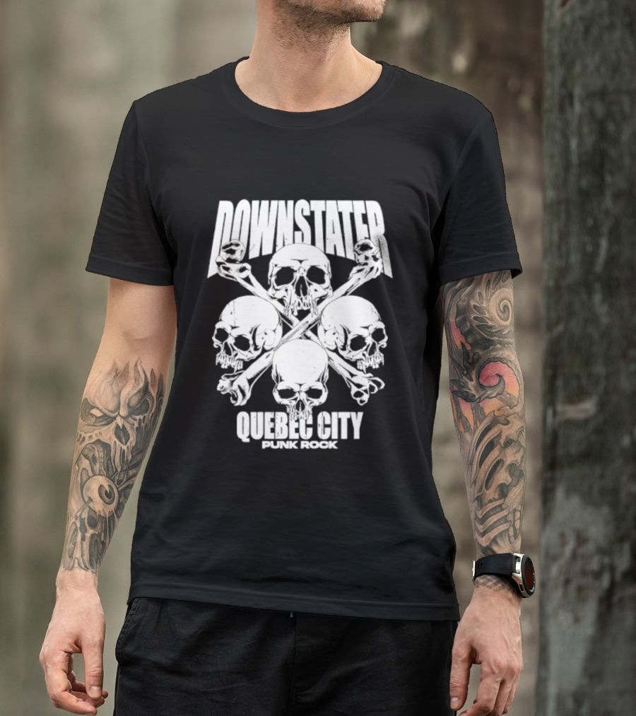 Downstater Quebec City Punk Rock Skulls Crossbones T-Shirt