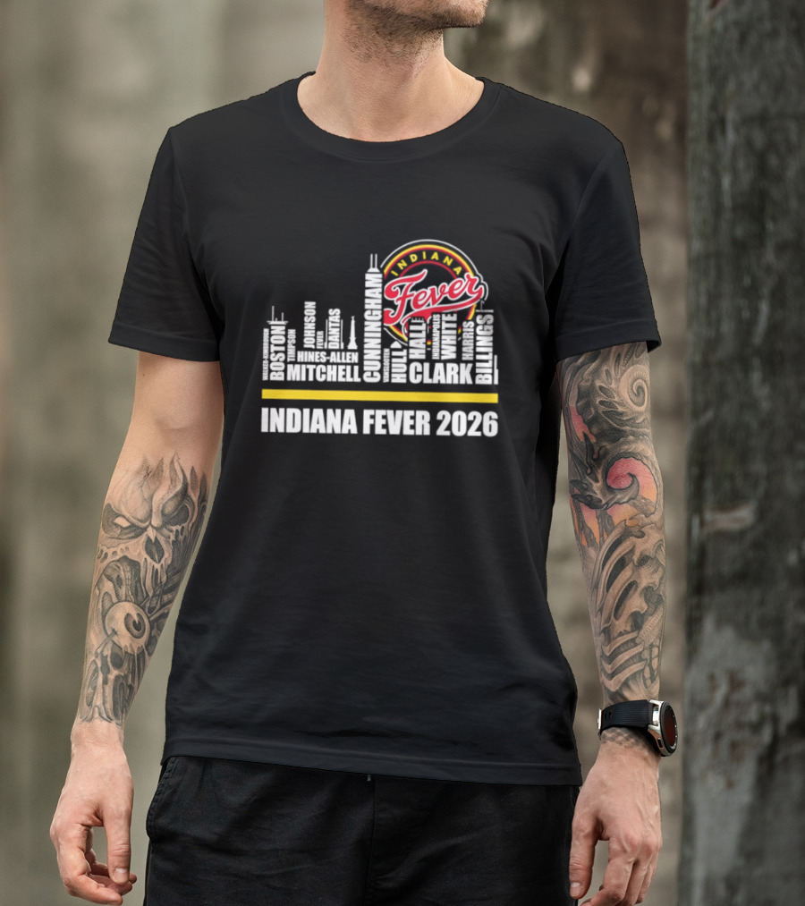Indiana Fever 2026 Roster Skyline WNBA T-Shirt