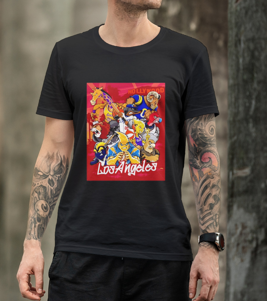 Los Angeles Legends Hollywood Sports Mashup With Dodgers Lakers Kings Rams And Clippers T-Shirt