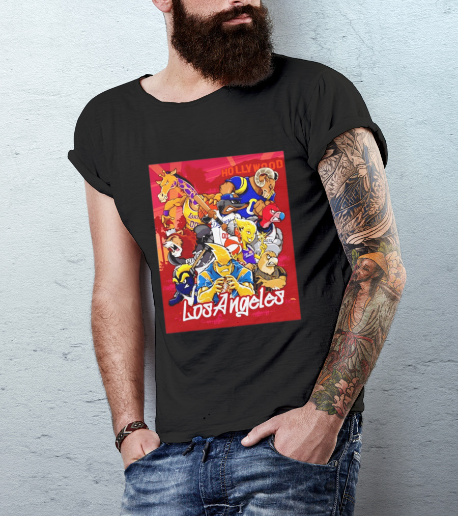 Los Angeles Legends Hollywood Sports Mashup With Dodgers Lakers Kings Rams And Clippers T-Shirt
